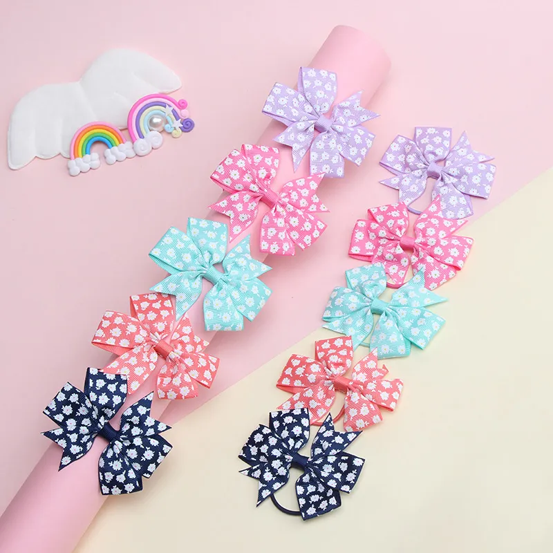 10-pack Ribbed Fishtail Bow Hair Ties Hair Accessories Set for Girls Color-C big image 1