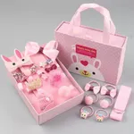 18 Stück/Set Multi-Style-Haar-Accessoire-Sets für Mädchen (die Öffnungsrichtung des Clips ist zufällig) Hell rosa