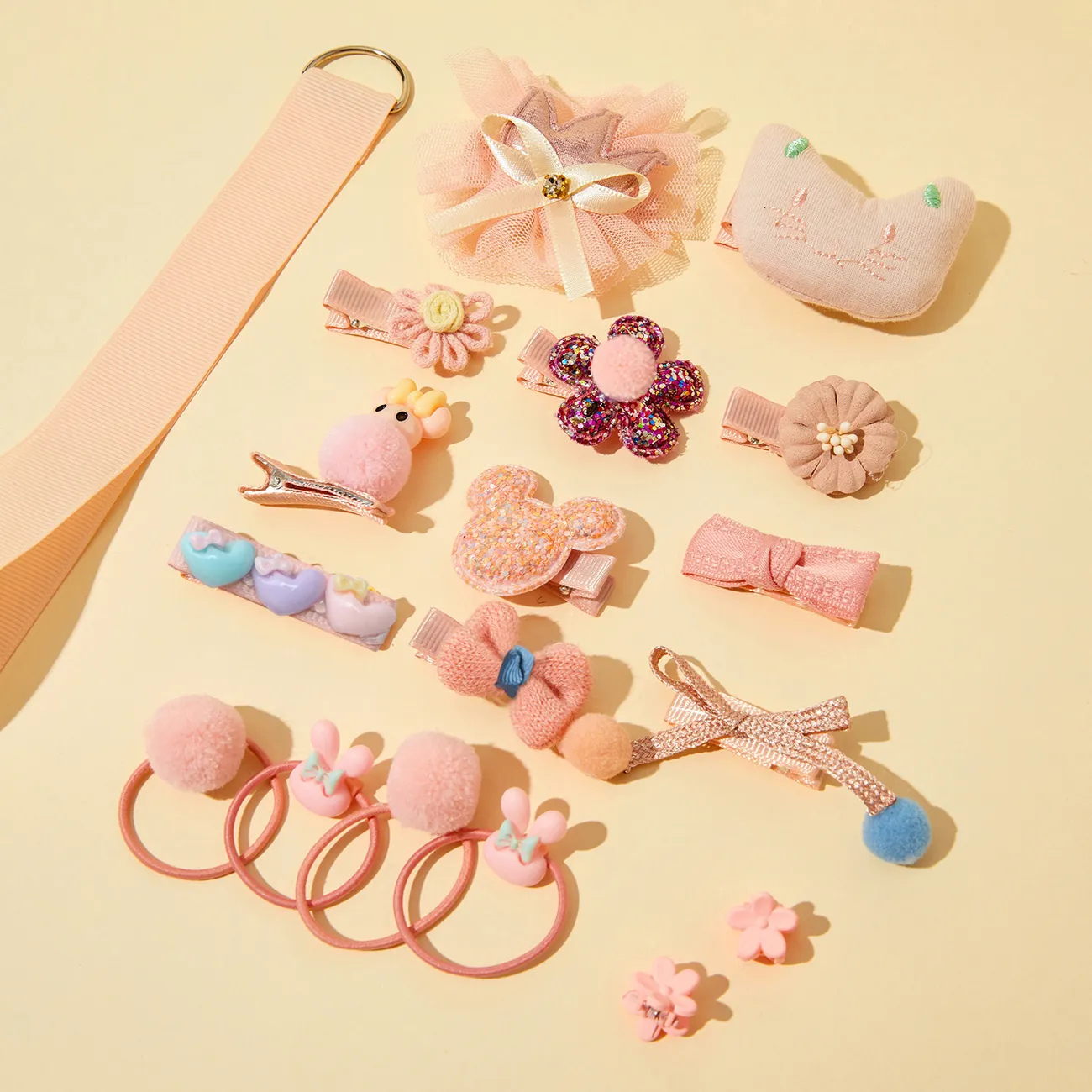18pcs / set conjuntos de accesorios para el cabello de varios estilos para niñas (la dirección de apertura del clip es aleatoria) Oro rosa big image 1