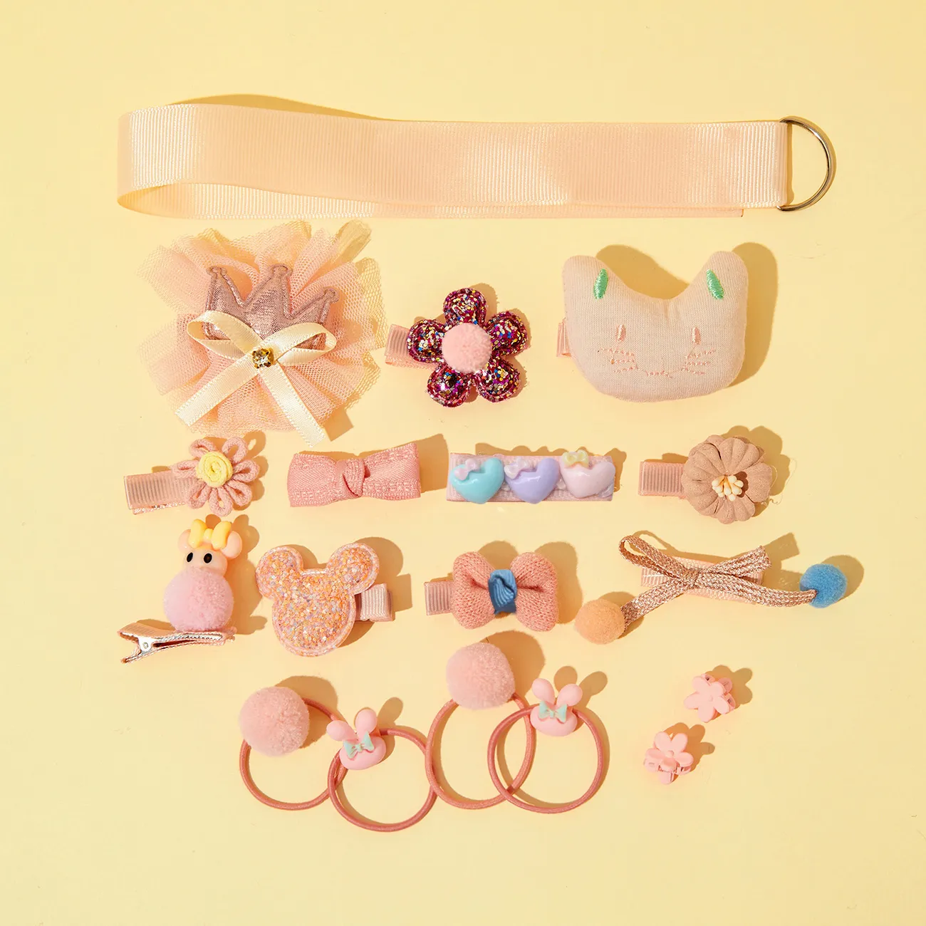18 Stück/Set Multi-Style-Haar-Accessoire-Sets für Mädchen (die Öffnungsrichtung des Clips ist zufällig) Rosengold big image 1