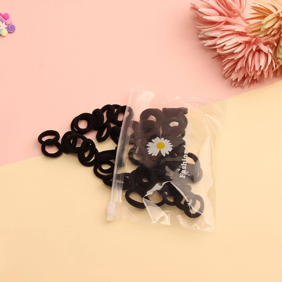 50-pack Multicolor Small Size Rubber Hair Ties For Girls