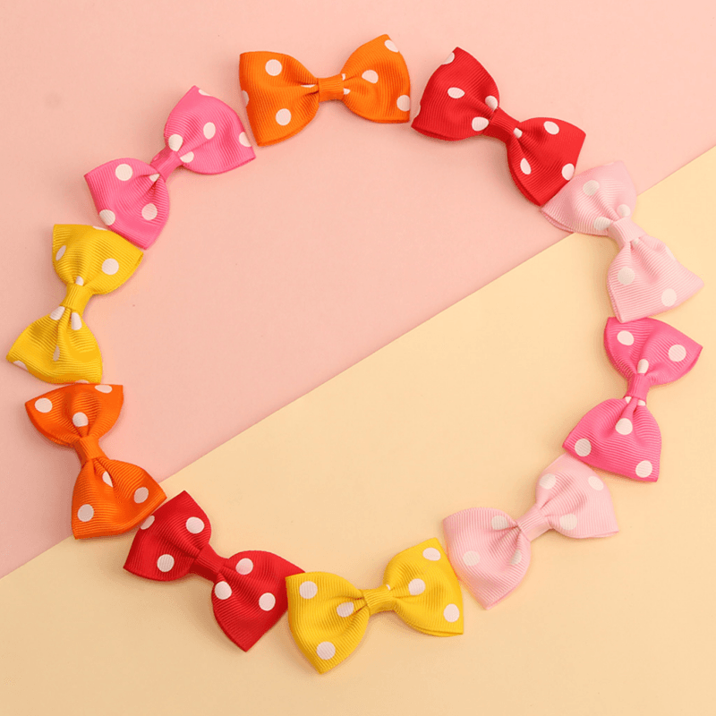 10-pack Ribbed Polka Dots Bow Hair Clips Hair Accessories For Girls