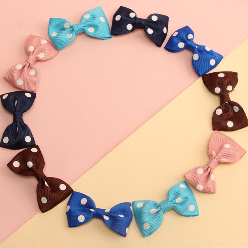 10-pack Ribbed Polka Dots Bow Hair Clips Hair Accessories For Girls