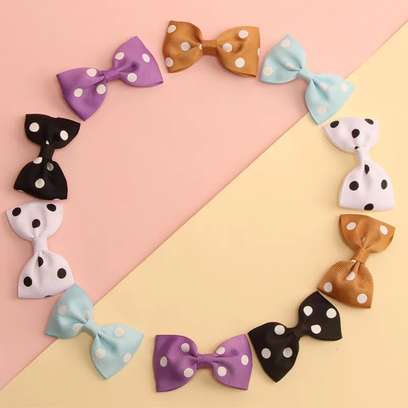 

10-pack Ribbed Polka Dots Bow Hair Clips Hair Accessories for Girls