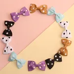 10-pack Ribbed Polka Dots Bow Hair Clips Hair Accessories for Girls Color-D