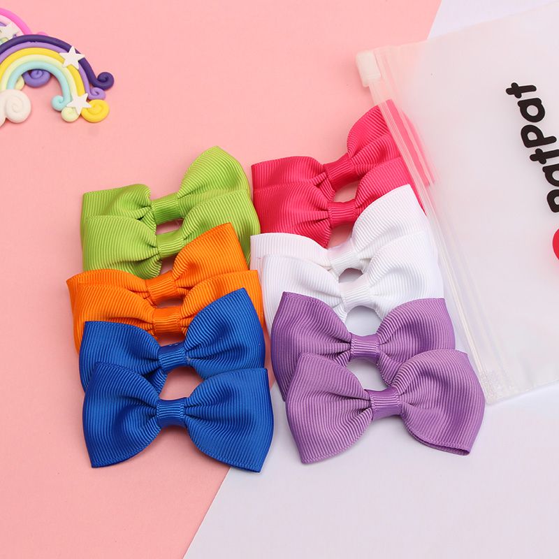 

12-pack Plain Ribbed Bow Hair Clips for Girls