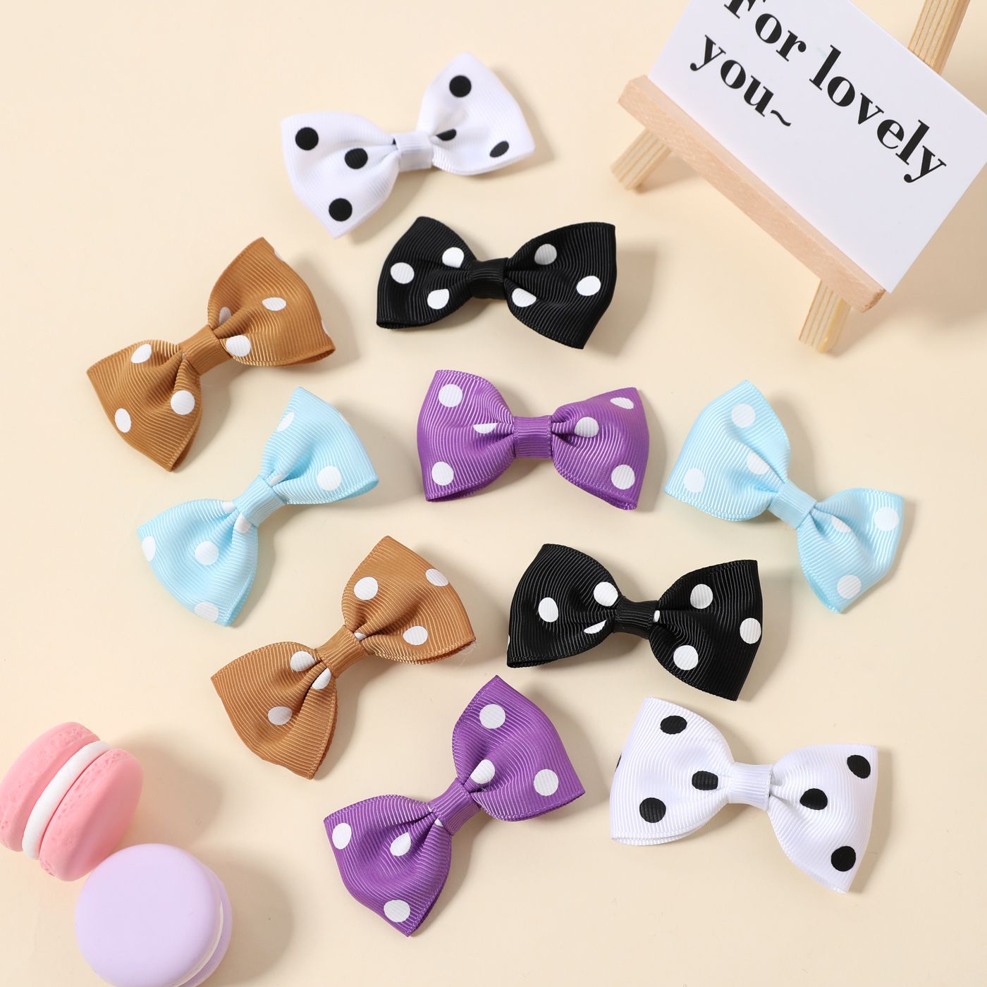 

10-pack Polka Dots Bow Decor Hair Clips for Girls