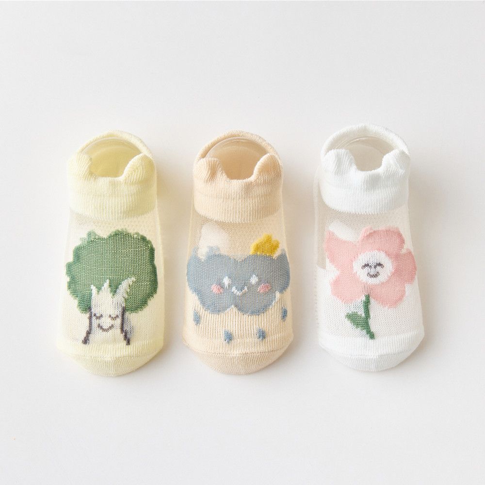 

3 Pairs Cartoon Graphic Baby Mesh Thin Socks