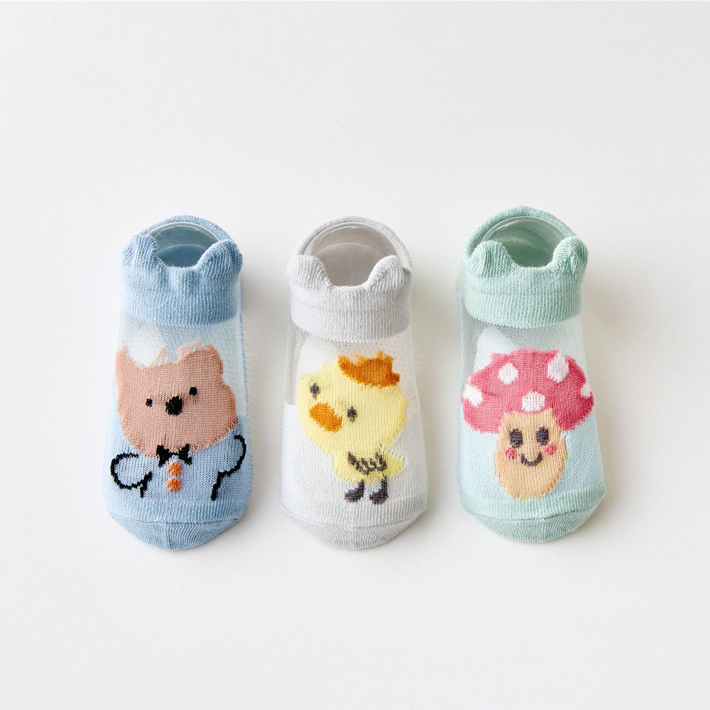 

3 Pairs Cartoon Graphic Baby Mesh Thin Socks