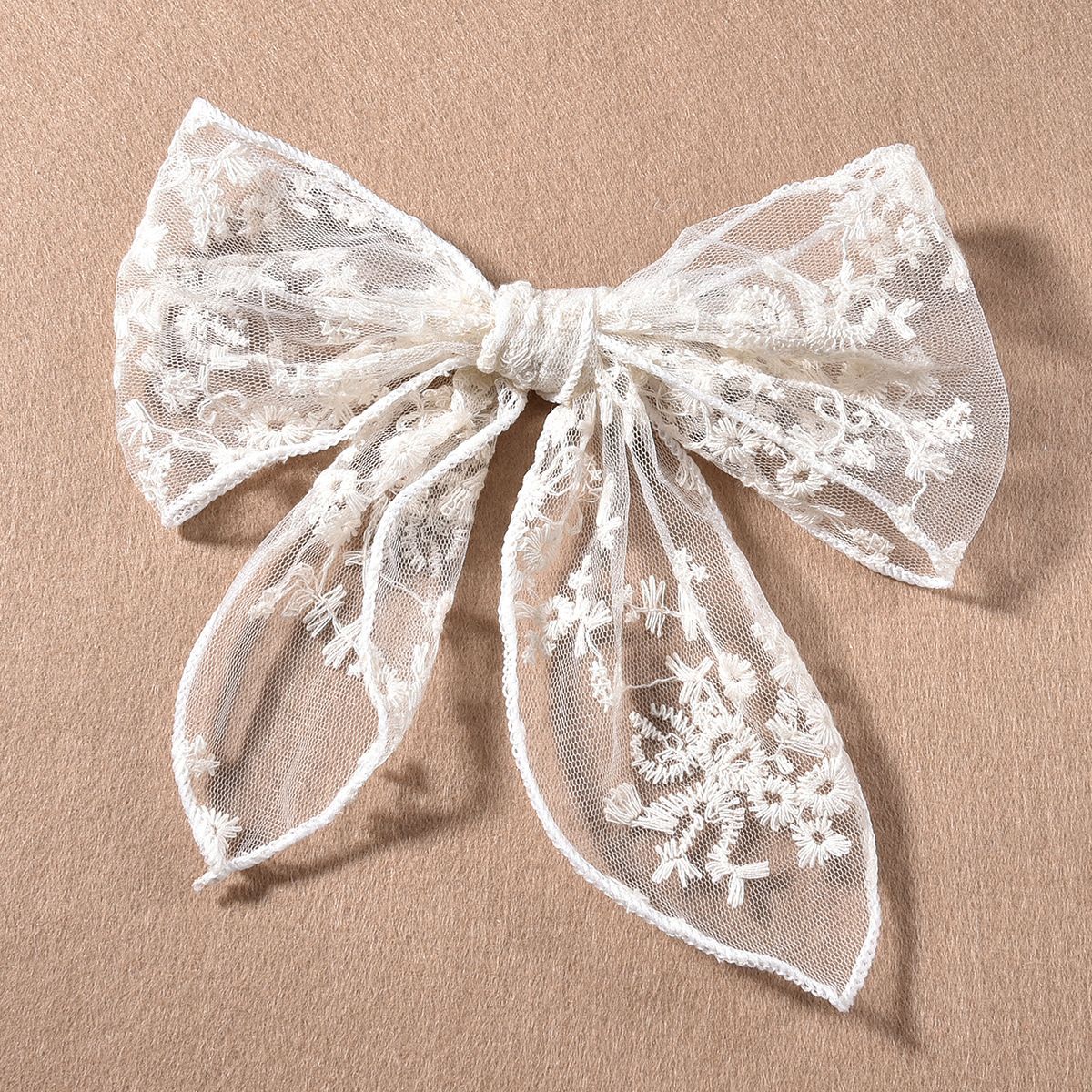 Guipure Lace Bow Hair Clip for Girls