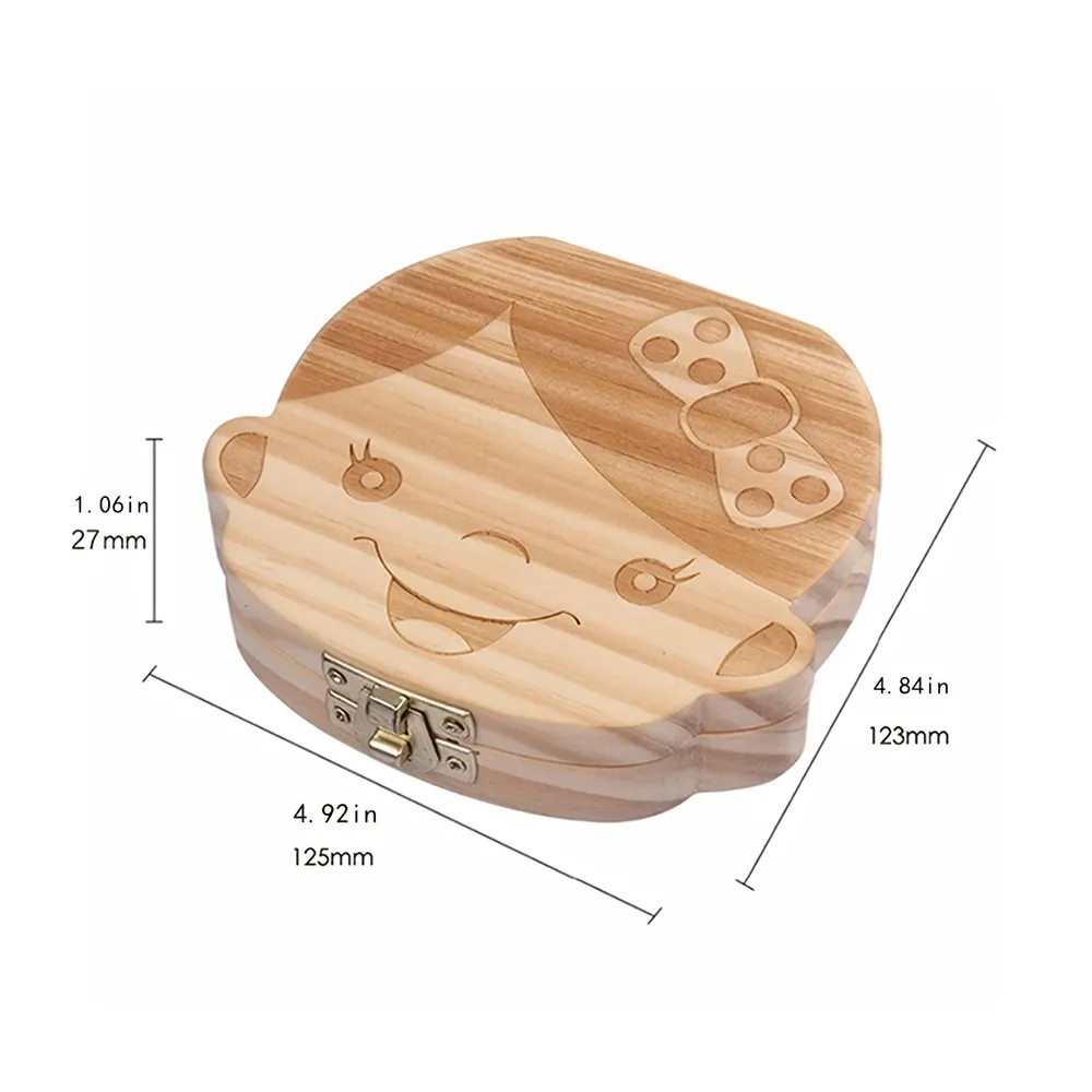 Wooden Baby Tooth Box Keepsake Tooth Organizer Storage Container for Teeth & Lanugo & Umbilical Cord big image 3