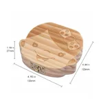 Wooden Baby Tooth Box Keepsake Tooth Organizer Storage Container for Teeth & Lanugo & Umbilical Cord Pale Yellow image 3
