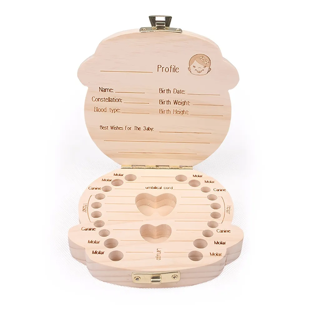 Wooden Baby Tooth Box Keepsake Tooth Organizer Storage Container for Teeth & Lanugo & Umbilical Cord big image 4