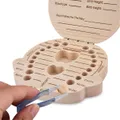 Caixa de dente de bebê de madeira Keepsake Tooth Organizer recipiente de armazenamento para dentes & Lanugo & Cordão Umbilical  image 5