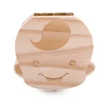 Wooden Baby Tooth Box Keepsake Tooth Organizer Storage Container for Teeth & Lanugo & Umbilical Cord Beige