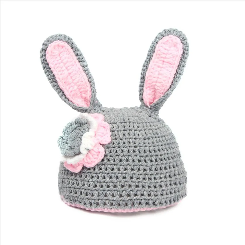 Newborn Baby Photography Props Knitted Hat Cap +Shorts Grey image 2