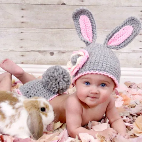 Newborn Baby Photography Props Knitted Hat Cap +Shorts