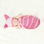 Newborn Baby Photography Props Knitted Hat and Shorts Set Pink image 2