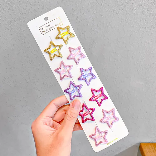 Paquete de 10 lindo clip de cabello Star Design para niñas