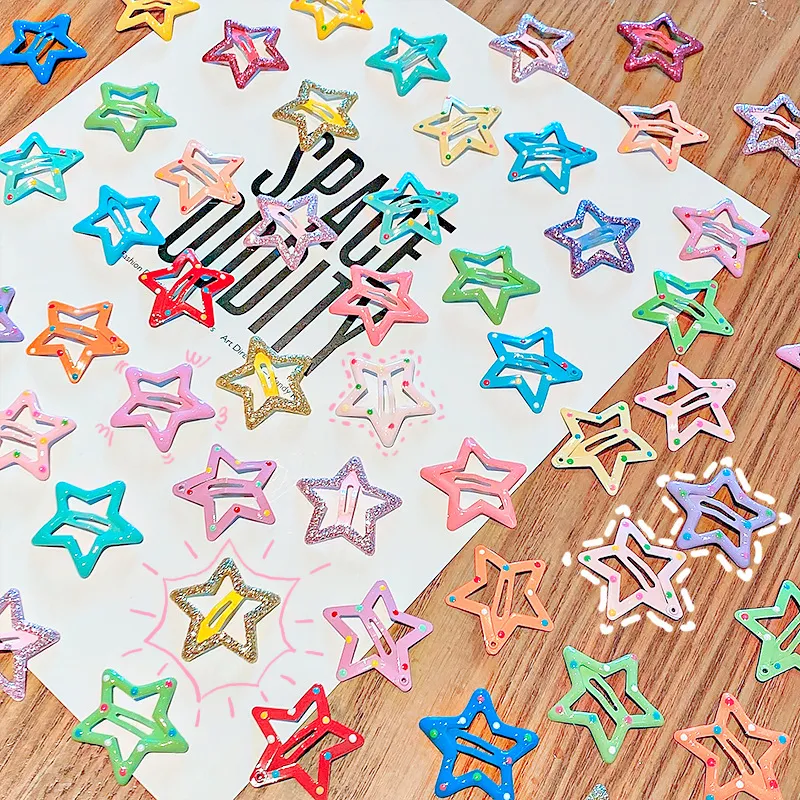 10-pack Cute Star Design Hair Clip for Girls Pink big image 1