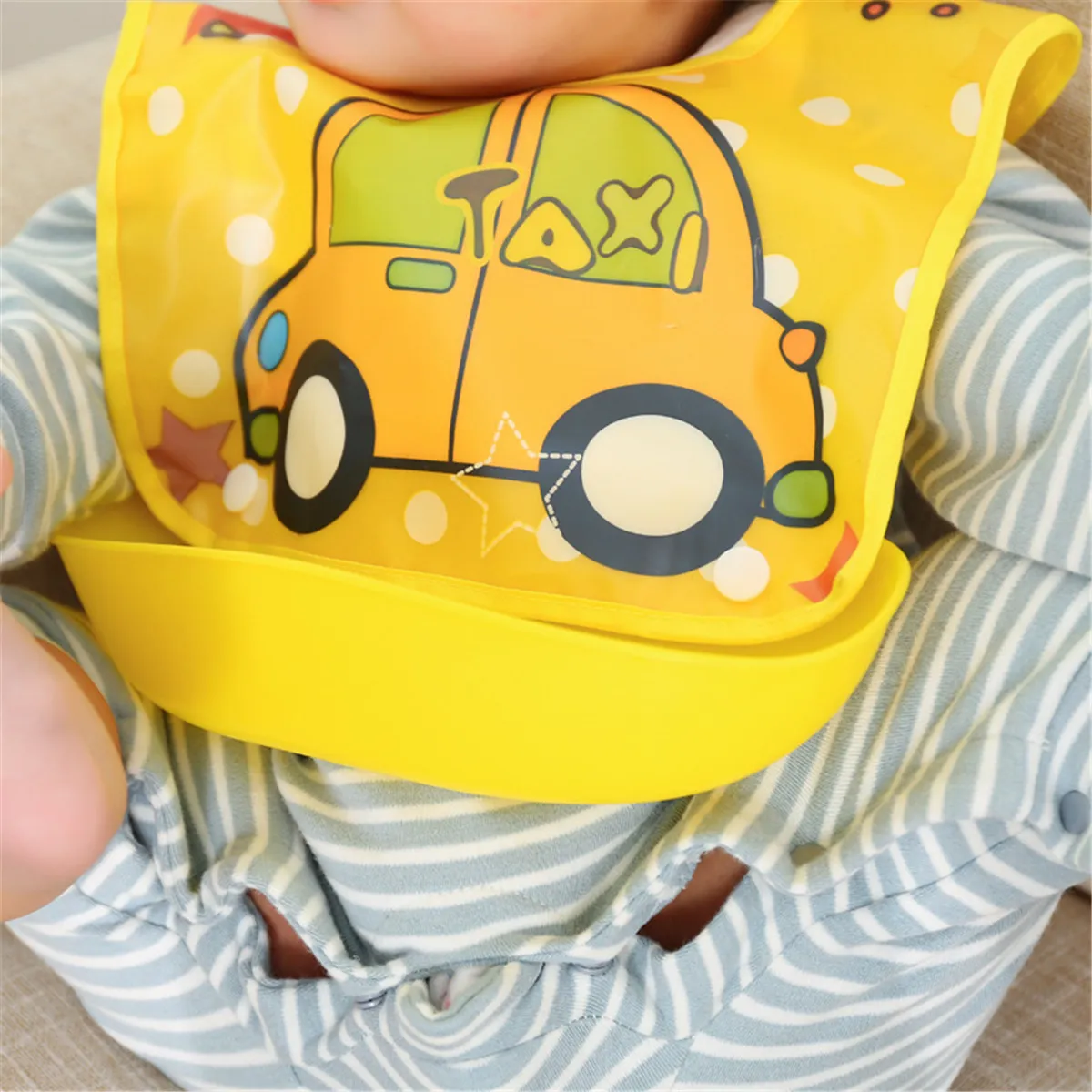 Vehicle Pattern Unisex Dual-Use Bib for Infants and Toddlers  Yellow image 2