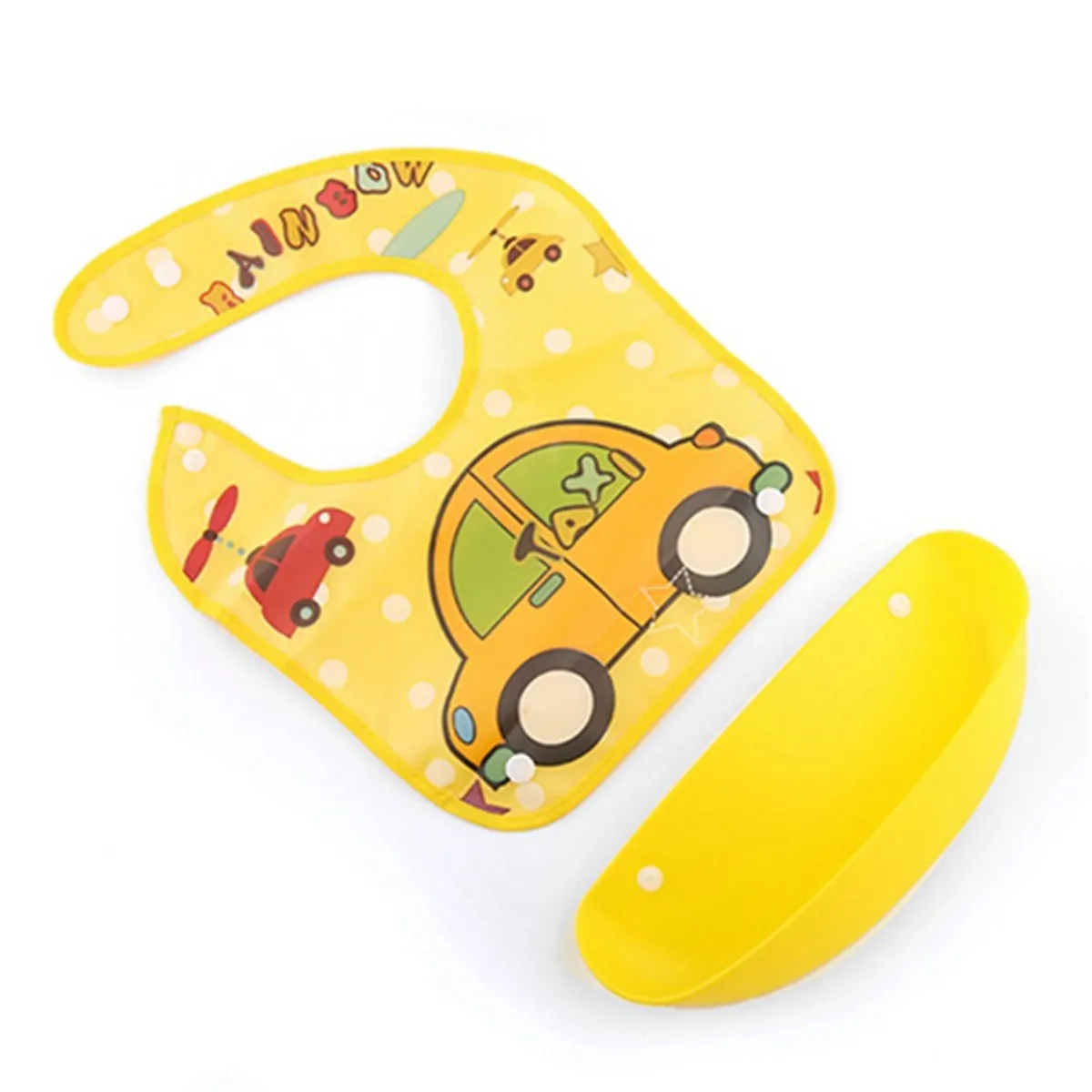 Vehicle Pattern Unisex Dual-Use Bib for Infants and Toddlers  Yellow image 3