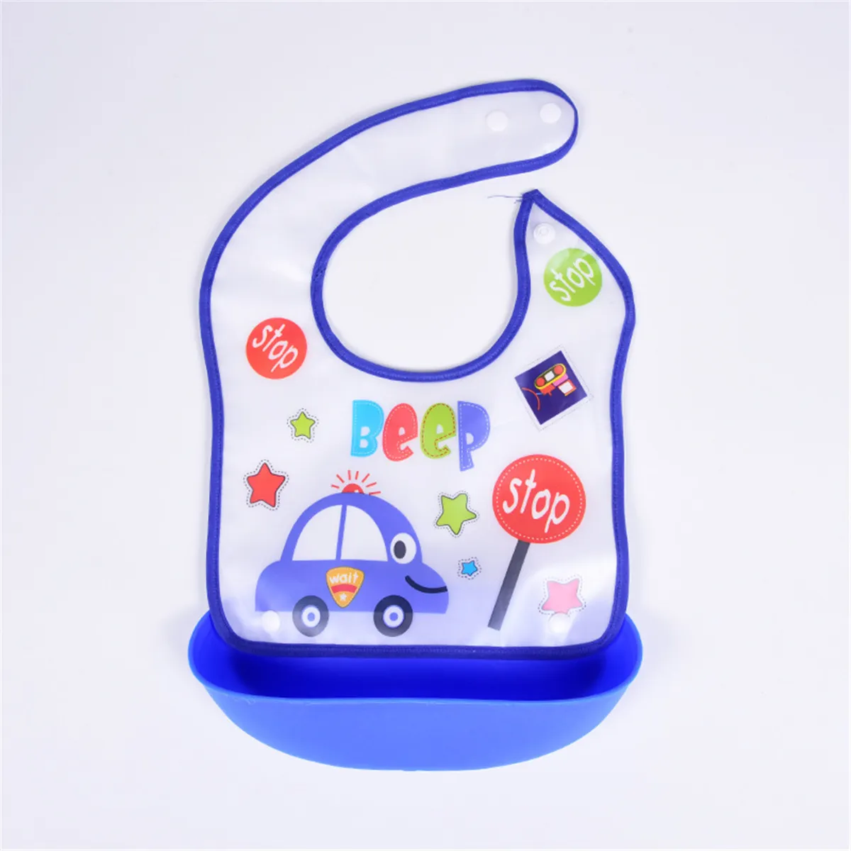 Vehicle Pattern Unisex Dual-Use Bib for Infants and Toddlers  Light Blue