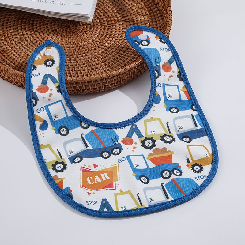 Unisex Vehicle Print Bib For Baby With 100% Polyester Material And Machine Washable