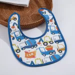 Unisex Vehicle Print Bib for Baby with 100% Polyester Material and Machine Washable Dark Blue