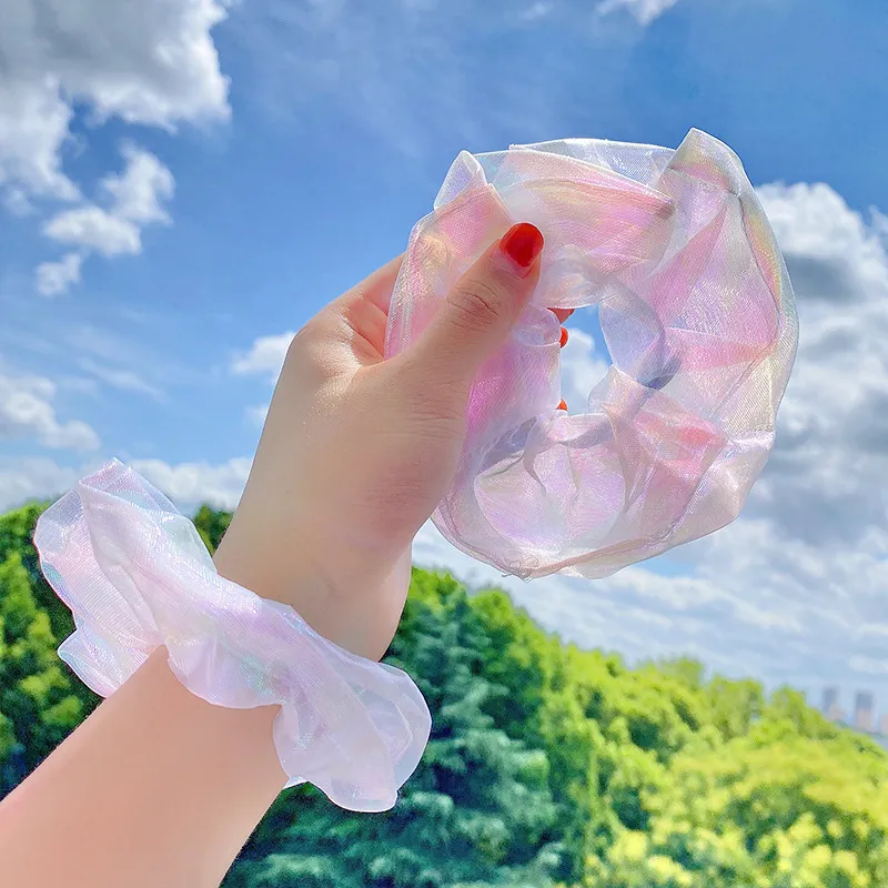 2-pack Women/Kid Dreamy Mermaid Princess Glossy Mesh Scrunchie  image 5