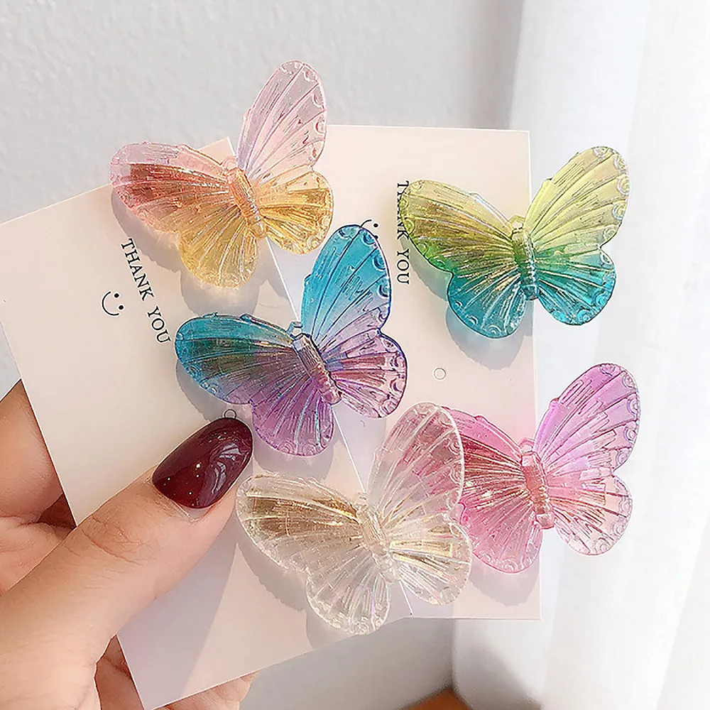 10-pack Butterfly Hair Clips for Girl Color block
