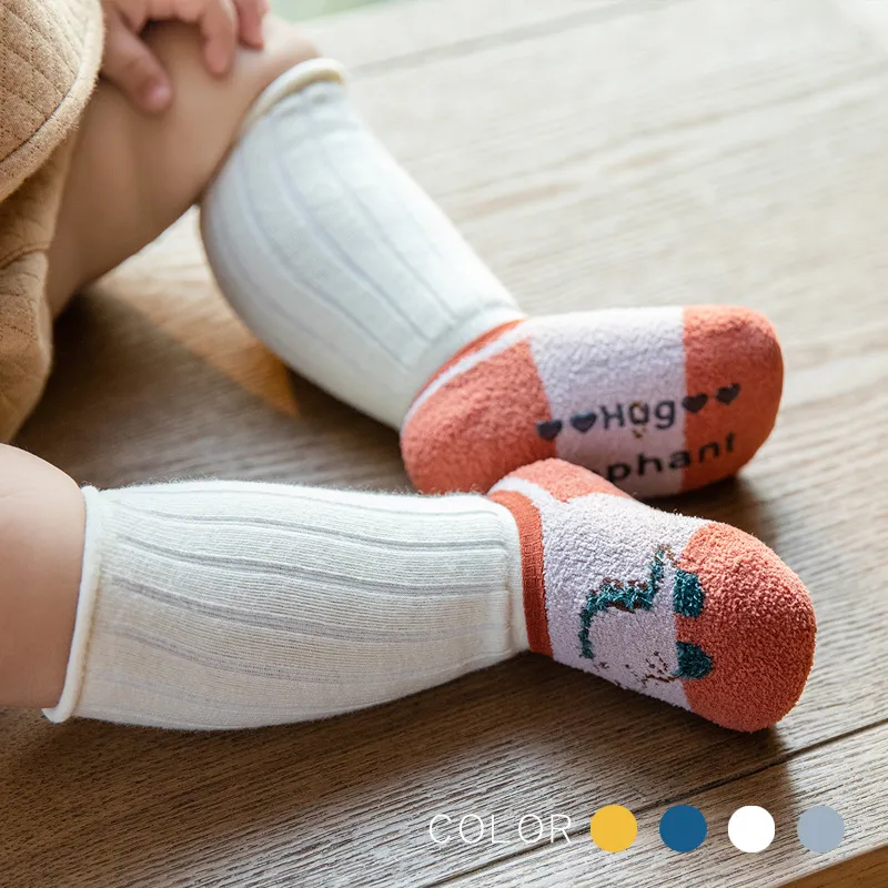 2-pack Baby/Toddler Mid-calf Adhesive Socks Cameo brown