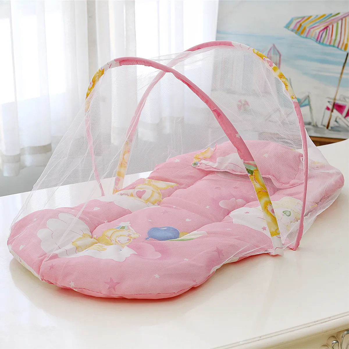 Unisex Animal Pattern Baby Sleeping Bag/Bedding Set with Mosquito Net  Pink big image 1