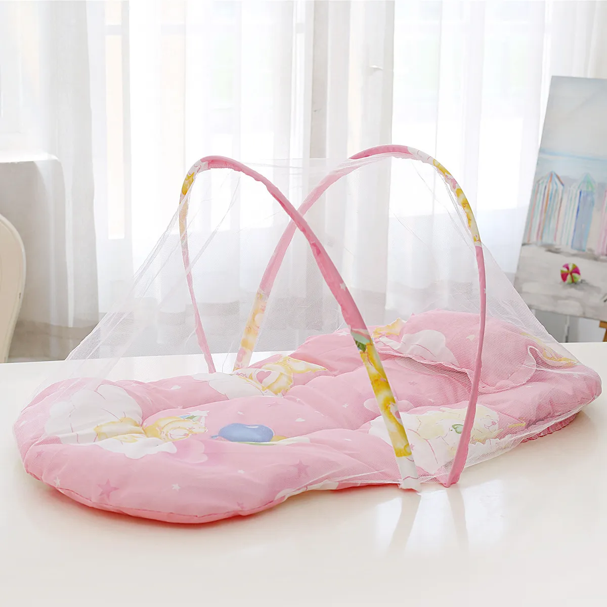 Unisex Animal Pattern Baby Sleeping Bag/Bedding Set with Mosquito Net  Pink image 5
