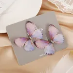 Butterfly Crystal Diamond Decor Hair Clip for Girls Deep Magenta