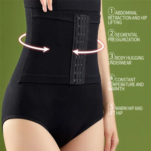 Nine-Button High-Waisted Postpartum Tummy Control Women's Underwear