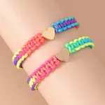 Heart Decoration Rainbow Rope Weaving Delicate Bracelet for Mommy and Me  image 4