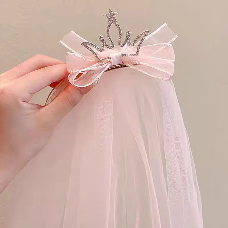 An exquisite crown veil for a sweet and elegant princess Pink big image 1