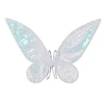 Kid Girl 3D Floral Butterfly Applique Mesh Panel Flutter-sleeve Fairy Dress White