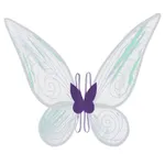 Kid Girl 3D Floral Butterfly Applique Mesh Panel Flutter-sleeve Fairy Dress Purple