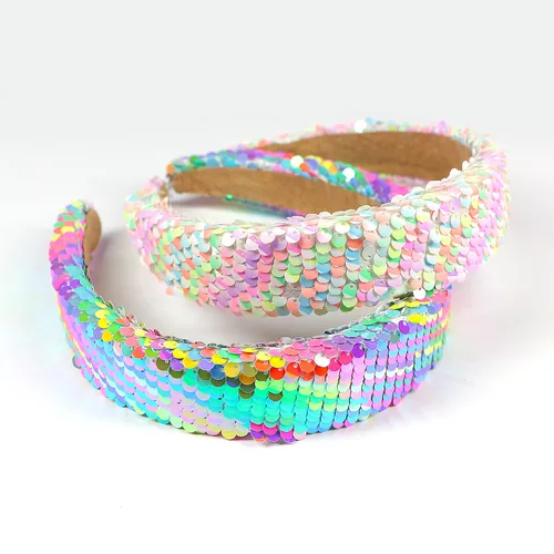 Toddler/kids Sweet Iridescent Reversible Sequined Foam Headband for Girl