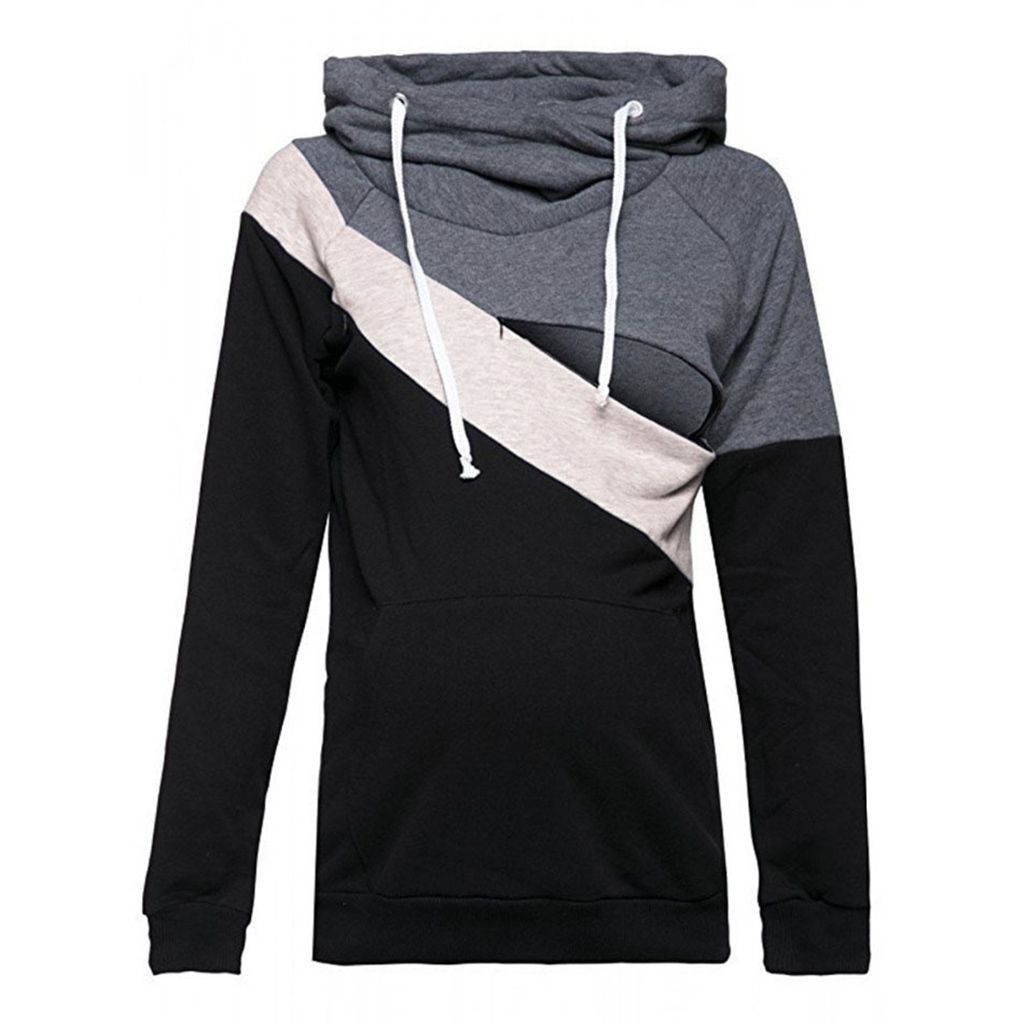 

Trendy Contrast Maternity Long-sleeve Hoodie