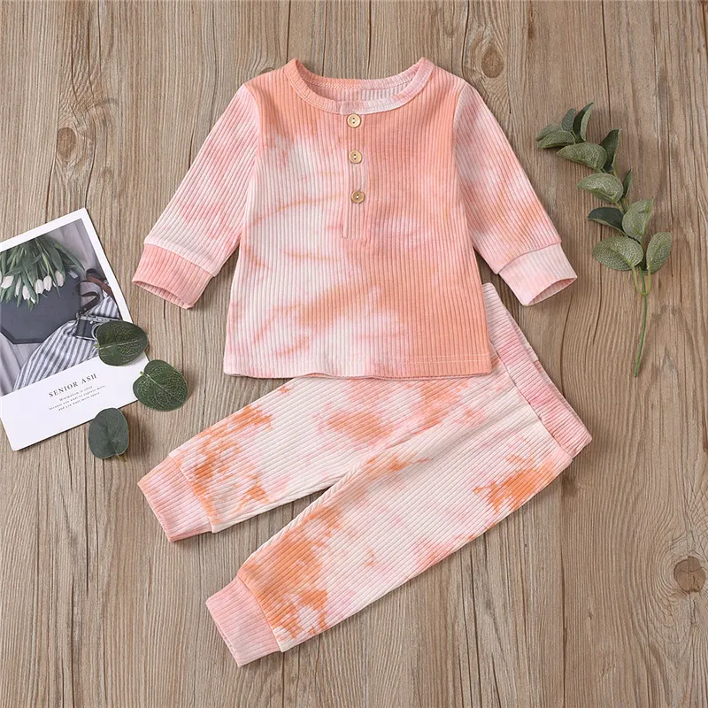 Ribbed 2pcs Tie Dyed Long-sleeve Baby Set  big image 1