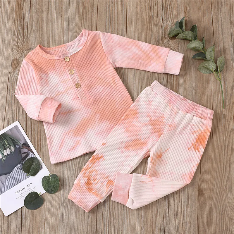 Ribbed 2pcs Tie Dyed Long-sleeve Baby Set  image 3