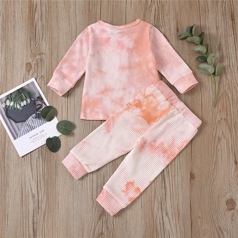 Ribbed 2pcs Tie Dyed Long-sleeve Baby Set  image 4