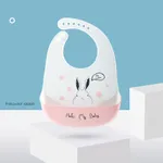 Babadores de bebê dos desenhos animados toalha de saliva de alimentação de silicone à prova d'água aventais ajustáveis para crianças Branco