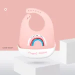 Cartoon Baby Bibs Waterproof Silicone Feeding Saliva Towel Toddler Adjustable Aprons Light Pink