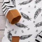 100% Cotton 3pcs Stripe and Feather Print Long-sleeve Baby Set  image 3