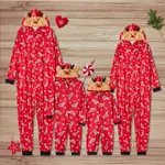 Mosaic Reindeer Family Matching Onesie Pajama for Dad - Mom - Kid - Baby (Flame Resistant) Red image 2