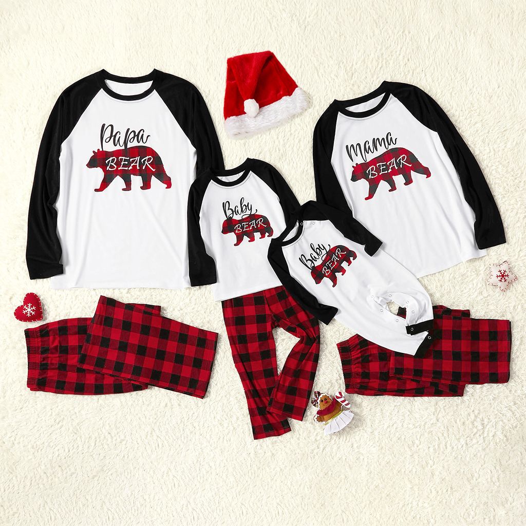 Plaid Bear Family Matching Pajamas Sets(Flame Resistant)